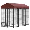PawHut Outdoor Dog Kennel with Rotating Bowl Holders, Walk-in Pet Playpen with Waterproof Cover, 8' x 4' x 6', Red