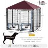 PawHut 5' x 5' Outdoor Dog Kennel with Rotating Bowl Holders, Walk-in Pet Playpen, Wire Steel with Water and UV-Resistant Canopy, Red