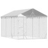 Outdoor Dog Kennel with Roof Silver 9.8'x14.8'x8.2' Galvanized Steel